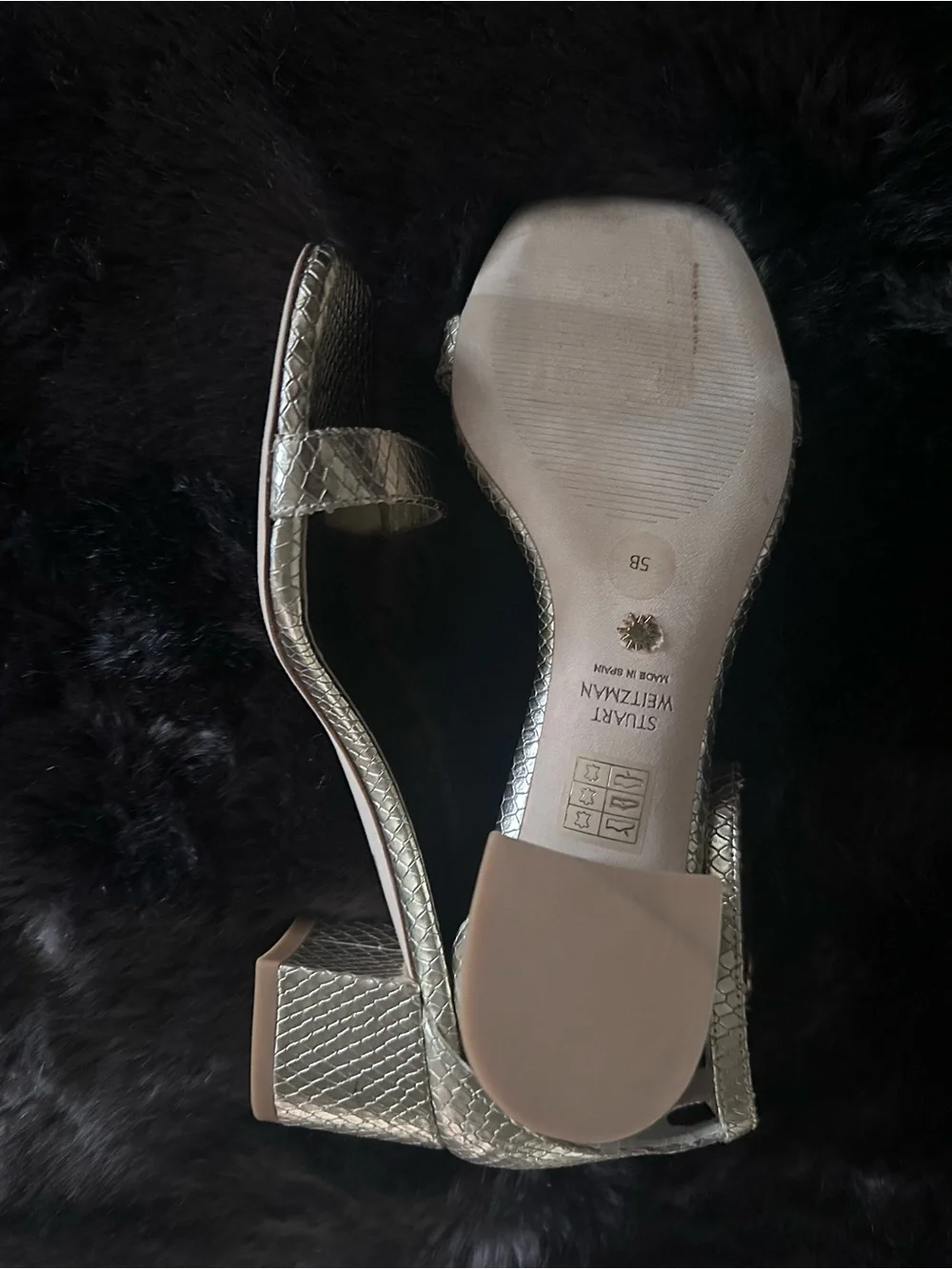 Stuart Weitzman Metallic Silver Ankle-Strap Sandals